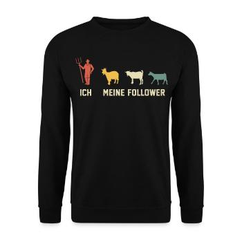Moi et mes suiveurs, chèvres chèvres rétro - Sweat-shirt Unisexe - noir - Devant - Alina (178cm) & Michal (187cm)