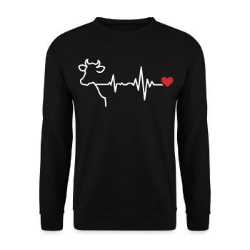 Cow heartbeat line design - Unisex Sweatshirt - black - Front - Alina (178cm) & Michal (187cm)