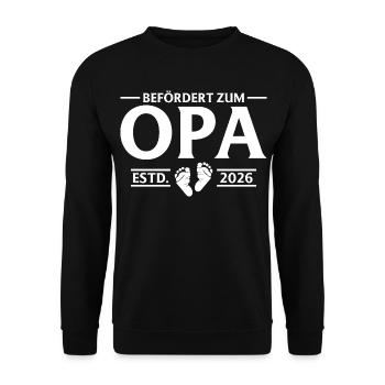 Babyparty - Befördert zum Opa 2026 - Unisex Pullover - Schwarz - Vorne - Alina (178cm) & Michal (187cm)