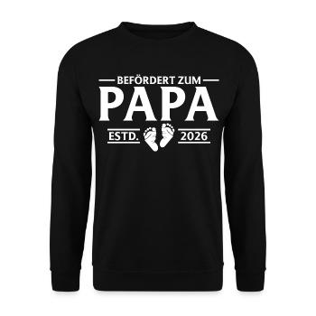 Befördert zum Papa 2026 Vaterschaft - Unisex Pullover - Schwarz - Vorne - Alina (178cm) & Michal (187cm)