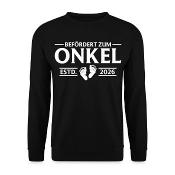 Babyparty - Befördert zum Onkel 2026 - Unisex Pullover - Schwarz - Vorne - Alina (178cm) & Michal (187cm)