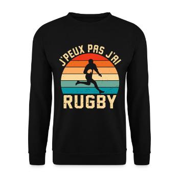 Ich kann nicht, ich habe Rugby-Geschenk Rugby - Unisex Pullover - Schwarz - Vorne - Alina (178cm) & Michal (187cm)