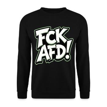 FCK AFD politisches Statement gegen Rechts - Unisex Pullover - Schwarz - Vorne - Alina (178cm) & Michal (187cm)