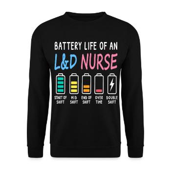 Battery level of a midwife, nurse, humor - Unisex Sweatshirt - black - Front - Alina (178cm) & Michal (187cm)