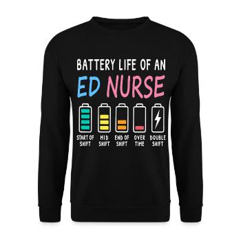 Emergency Nurse Battery Level Levels Humor - Unisex Sweatshirt - black - Front - Alina (178cm) & Michal (187cm)