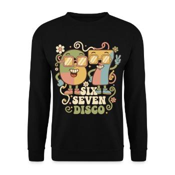 Fête rétro 6-7 Ball Disco Ball Cadeau Drôle Mignon - Sweat-shirt Unisexe - noir - Devant - Alina (178cm) & Michal (187cm)