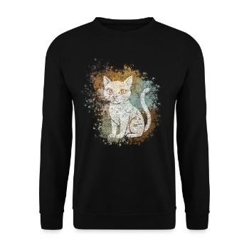 Chat Zentangle - Sweat-shirt Unisexe - noir - Devant - Alina (178cm) & Michal (187cm)