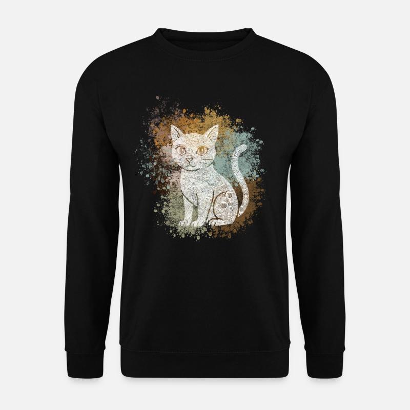 Zentangle-Katze - Unisex Pullover - Schwarz
