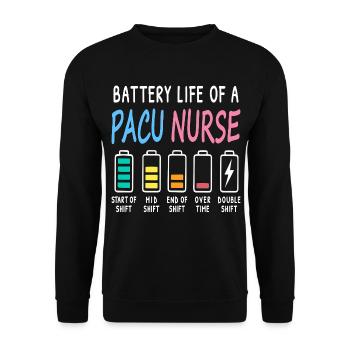 Battery level of a recovery room caregiver humor - Unisex Sweatshirt - black - Front - Alina (178cm) & Michal (187cm)