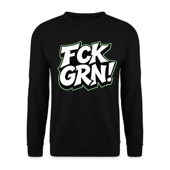 FCK GRN Statement Schriftzug - Unisex Pullover - Schwarz - Vorne - Alina (178cm) & Michal (187cm)
