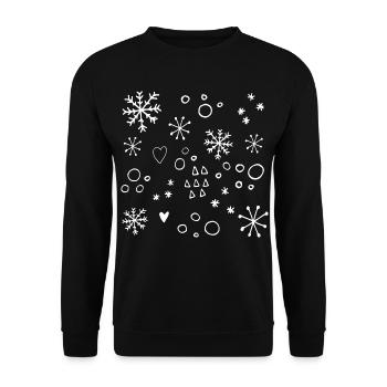 Motifs Flocons Hiver Noël Dessin Minimaliste - Sweat-shirt Unisexe - noir - Devant - Alina (178cm) & Michal (187cm)