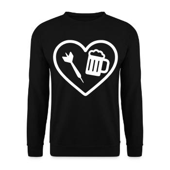 Heart Darts Bier - Unisex Pullover - Schwarz - Vorne - Alina (178cm) & Michal (187cm)