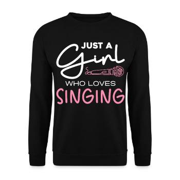 La fille adore chanter – Motif du micro - Sweat-shirt Unisexe - noir - Devant - Alina (178cm) & Michal (187cm)