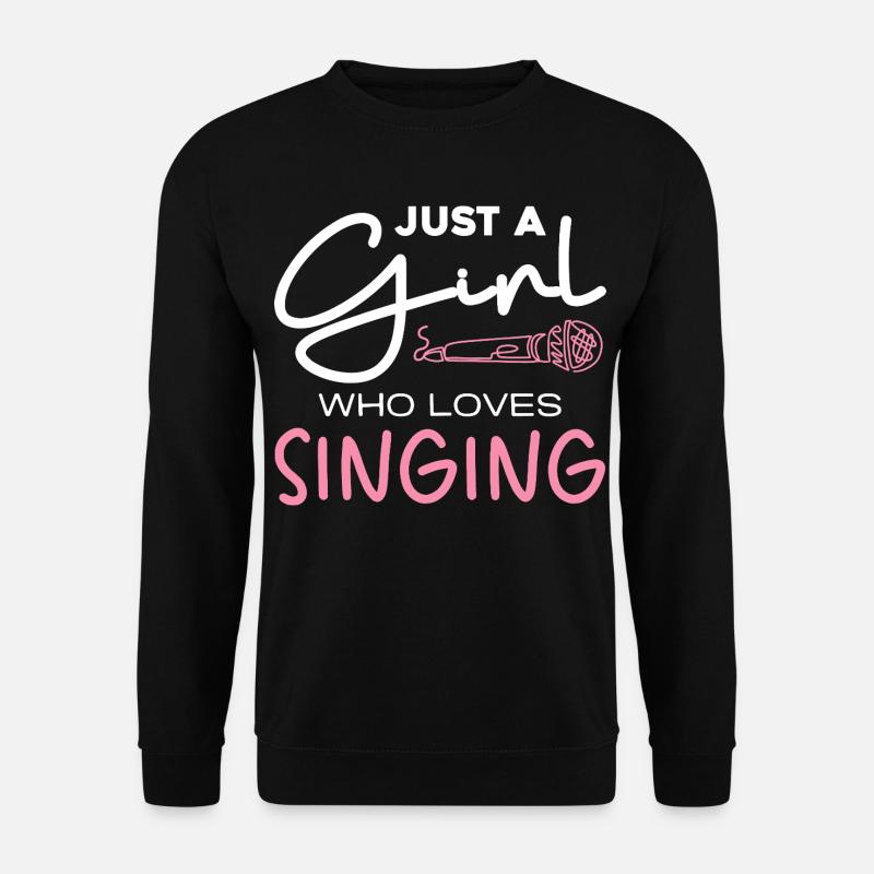 Mädchen liebt Singen – Mikrofon Motiv - Unisex Pullover - Schwarz