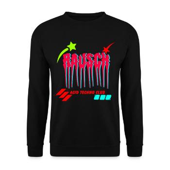 RAUSCH Acid Techno Club - Melting Glitch Typograph - Unisex Pullover - Schwarz - Vorne - Alina (178cm) & Michal (187cm)