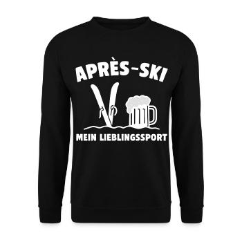 Après-Ski! Mein Lieblingssport! - Unisex Pullover - Schwarz - Vorne - Alina (178cm) & Michal (187cm)