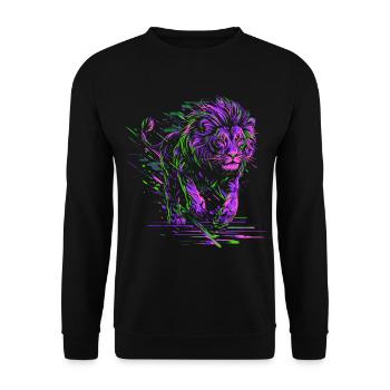 Lion courant Tête de Lion Coloré Prédateur Animal Sauvage - Sweat-shirt Unisexe - noir - Devant - Alina (178cm) & Michal (187cm)