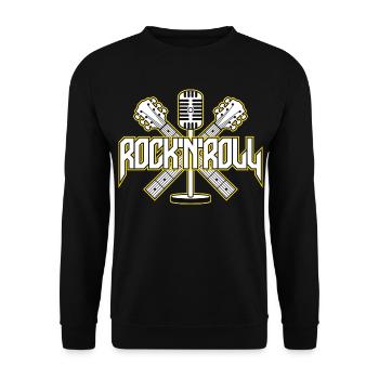 RocknRoll Crest with Guitars and Mic - Unisex Sweatshirt - black - Front - Alina (178cm) & Michal (187cm)