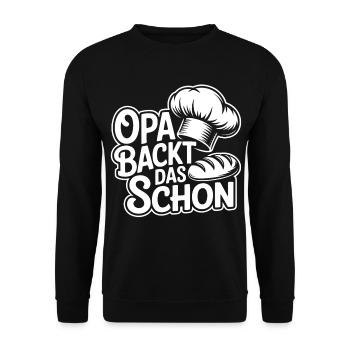 Opa backt das schon - Unisex Pullover - Schwarz - Vorne - Alina (178cm) & Michal (187cm)
