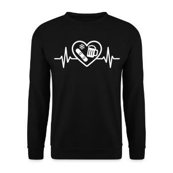 Heart Snowboard Bier - Unisex Pullover - Schwarz - Vorne - Alina (178cm) & Michal (187cm)