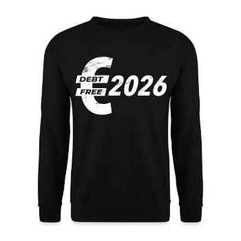 Schuldenfrei im Neuen Jahr | gute Vorsätze 2026 - Unisex Pullover - Schwarz - Vorne - Alina (178cm) & Michal (187cm)