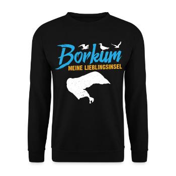 Nordsee Urlaub BORKUM MEINE LIEBLINGSINSEL Lustig - Unisex Pullover - Schwarz - Vorne - Alina (178cm) & Michal (187cm)
