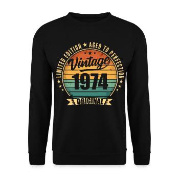 Vintage 1974 Anniversary Limited Edition 1974 - Unisex Pullover - Schwarz - Vorne - Alina (178cm) & Michal (187cm)