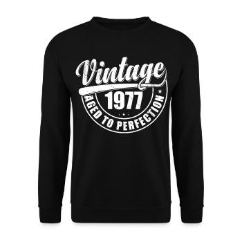 Cadeau d’anniversaire 1977 Millésime 1977 Rétro 1977 - Sweat-shirt Unisexe - noir - Devant - Alina (178cm) & Michal (187cm)