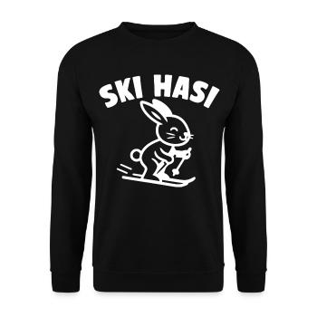 Ski bunny on skis – Retro ski winter sports - Unisex Sweatshirt - black - Front - Alina (178cm) & Michal (187cm)