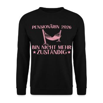Chaise longue pour retraité 2026 - Plus responsable - Sweat-shirt Unisexe - noir - Devant - Alina (178cm) & Michal (187cm)