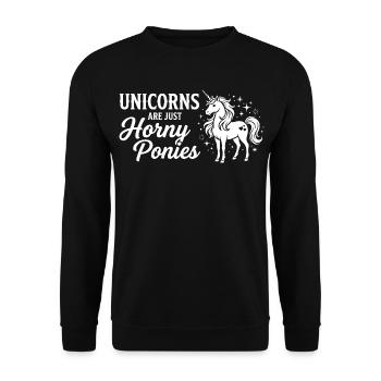 Unicorns are just Horny Ponies - Unisex Pullover - Schwarz - Vorne - Alina (178cm) & Michal (187cm)