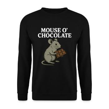 Mouse o’Chocolate Lustiges Wortspiel Maus - Unisex Pullover - Schwarz - Vorne - Alina (178cm) & Michal (187cm)