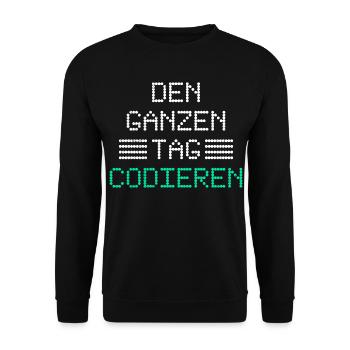 Nerd Computer DEN GANZEN TAG CODIEREN LUSTIG - Unisex Pullover - Schwarz - Vorne - Alina (178cm) & Michal (187cm)