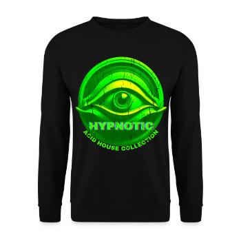 Hypnotic Eye 3D Acid House Techno Rave Glitch - Unisex Pullover - Schwarz - Vorne - Alina (178cm) & Michal (187cm)