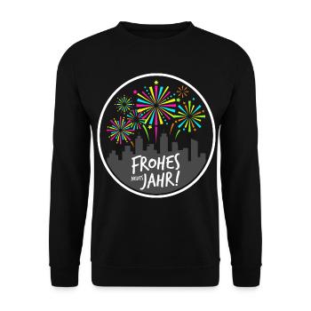 Frohes Neues Jahr 2026 Lustiges Silvester Geschenk - Unisex Pullover - Schwarz - Vorne - Alina (178cm) & Michal (187cm)