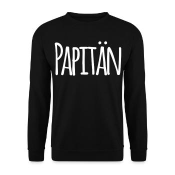 Papitän Funny Pun Capitaine Papa Ancre - Sweat-shirt Unisexe - noir - Devant - Alina (178cm) & Michal (187cm)