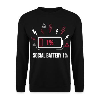 Social Battery 1% Akku - Unisex Sweatshirt - black - Front - Alina (178cm) & Michal (187cm)
