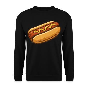 Hot Dog Cartoon Illustration - Unisex Sweatshirt - black - Front - Alina (178cm) & Michal (187cm)