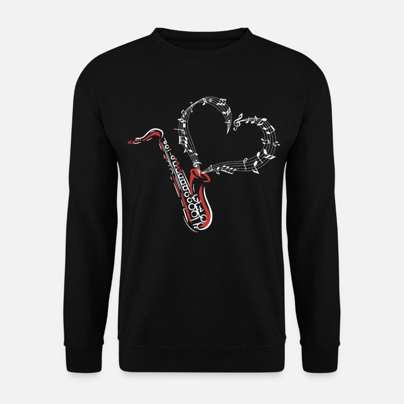 Saxofon Musikliebe Herz - Unisex Pullover - Schwarz