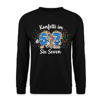 67 Six Seven Meme Confetti Carnival Cologne - Unisex Sweatshirt - black - Front - Alina (178cm) & Michal (187cm)