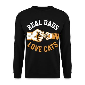 Real Dads Love Cats Lovers Funny Father - Unisex Sweatshirt - black - Front - Alina (178cm) & Michal (187cm)