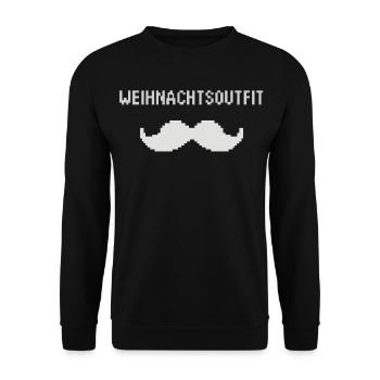 Pixel Christmas Outfit Mustache - Unisex Sweatshirt - black - Front - Alina (178cm) & Michal (187cm)