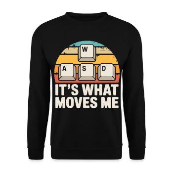 Motivation & Leidenschaft – Das bewegt mich Spruch - Unisex Pullover - Schwarz - Vorne - Alina (178cm) & Michal (187cm)