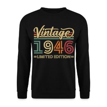 Vintage 1946 Vintage Birthday Gifts Retro - Unisex Sweatshirt - black - Front - Alina (178cm) & Michal (187cm)
