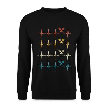 Dart Heartbeat Retro Darts Darter  - Unisex Sweatshirt - black - Front - Alina (178cm) & Michal (187cm)
