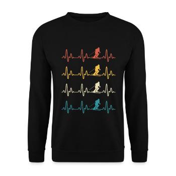 Ski rétro Heartbeat Skier - Sweat-shirt Unisexe - noir - Devant - Alina (178cm) & Michal (187cm)
