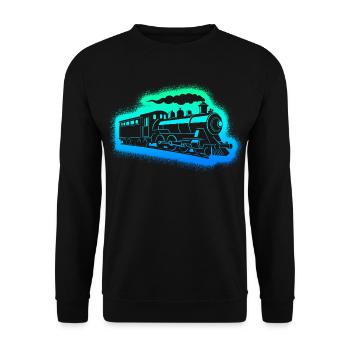 Steam Locomotive Model Railway Boys Men Railway - Unisex Sweatshirt - black - Front - Alina (178cm) & Michal (187cm)