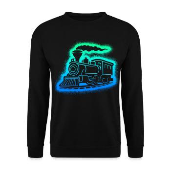 Steam Locomotive Model Railway Men Boys Railway - Unisex Sweatshirt - black - Front - Alina (178cm) & Michal (187cm)