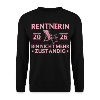 Chaise longue longue pour retraité 2026 - Plus responsable - Sweat-shirt Unisexe - noir - Devant - Alina (178cm) & Michal (187cm)