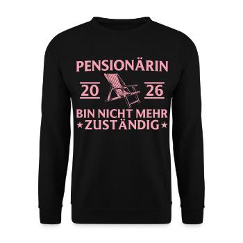 Chaise longue pour retraité 2026 - Plus responsable - Sweat-shirt Unisexe - noir - Devant - Alina (178cm) & Michal (187cm)